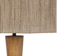 LED Stehleuchte aus Naturholz mit Lampenschirm aus Jute, Höhe 135cm