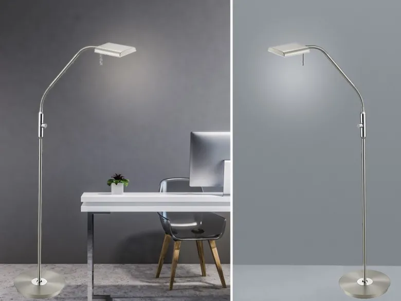 LED Stehleuchte BERGAMO Silber flexibel Sensordimmer - Höhe 135cm