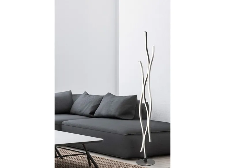 LED Stehleuchte BLAZE dimmbar Lichtfarbe einstellbar Silber 138cm