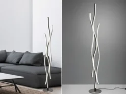 LED Stehleuchte BLAZE dimmbar Lichtfarbe einstellbar Silber 138cm