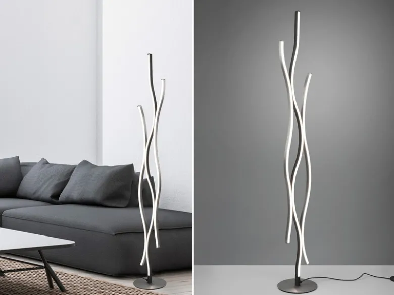LED Stehleuchte BLAZE dimmbar Lichtfarbe einstellbar Silber 138cm