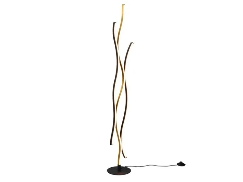 LED Stehleuchte BLAZE dimmbar Lichtfarbe einstellbar Schwarz Gold, Höhe 138cm