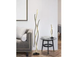 LED Stehleuchte BLAZE dimmbar Lichtfarbe einstellbar Schwarz Gold, Höhe 138cm