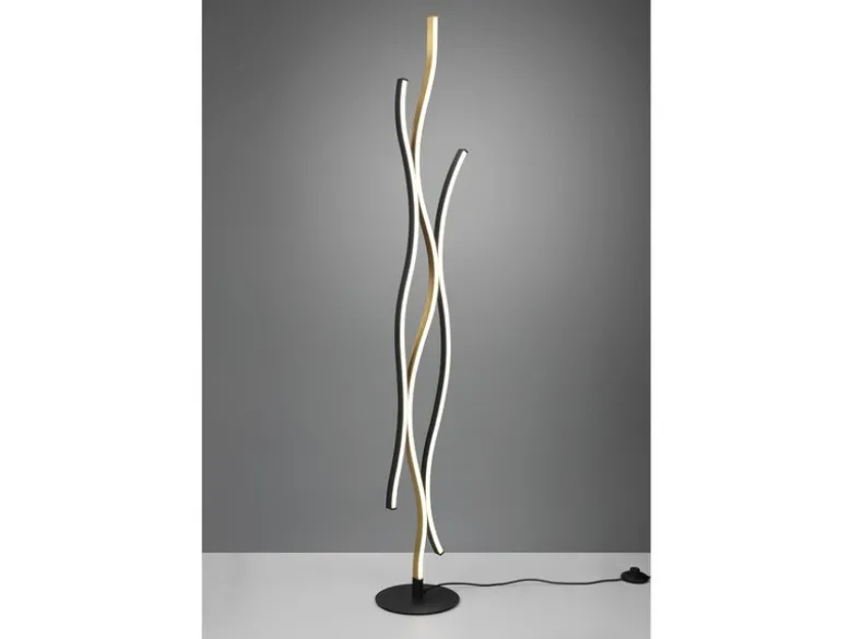 LED Stehleuchte BLAZE dimmbar Lichtfarbe einstellbar Schwarz Gold, Höhe 138cm