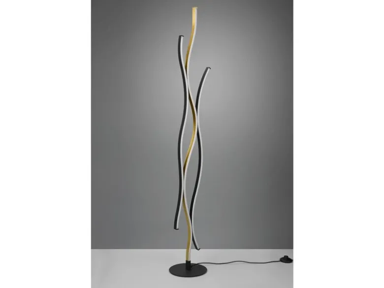 LED Stehleuchte BLAZE dimmbar Lichtfarbe einstellbar Schwarz Gold, Höhe 138cm