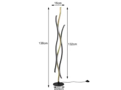LED Stehleuchte BLAZE dimmbar Lichtfarbe einstellbar Schwarz Gold, Höhe 138cm