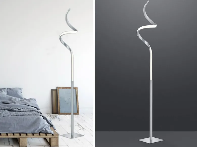 LED Stehleuchte COURSE Silber Sensor Dimmer, 3000 Kelvin Warmweiß Höhe: 145cm