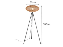 LED Stehleuchte Dreibein mit Korbgeflecht aus Sisal, Höhe 150cm