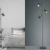 LED Stehleuchte 3-flammig in Schwarz Gold, Spots schwenkbar, 160cm hoch
