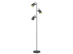 LED Stehleuchte 3-flammig in Schwarz Gold, Spots schwenkbar, 160cm hoch