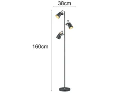 LED Stehleuchte 3-flammig in Schwarz Gold, Spots schwenkbar, 160cm hoch