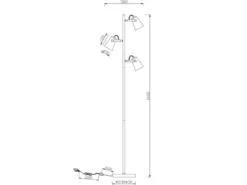 LED Stehleuchte 3-flammig in Schwarz Gold, Spots schwenkbar, 160cm hoch