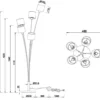 LED Stehleuchte 5 flammig Metall, Stoffschirm Schwarz Gold, Höhe 163cm