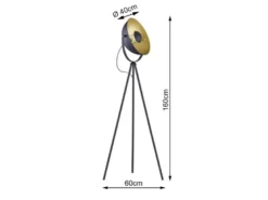 LED Stehleuchte 1 flammig Metall Dreibein Schwarz/Gold 160cm