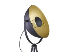 LED Stehleuchte 1 flammig Metall Dreibein Schwarz/Gold 160cm