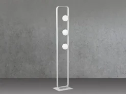 LED Stehleuchte 3-flammig Weiß mit Glaskugeln Opalweiß, Höhe 140cm
