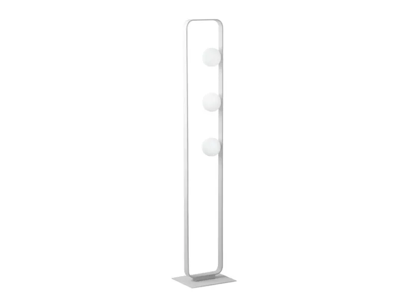 LED Stehleuchte 3-flammig Weiß mit Glaskugeln Opalweiß, Höhe 140cm