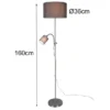 LED Stehleuchte Flexarm mit Leselicht Silber & Stoffschirme Grau - Höhe 160cm