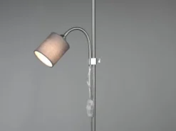 LED Stehleuchte Flexarm mit Leselicht Silber & Stoffschirme Grau - Höhe 160cm