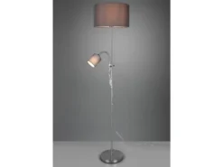LED Stehleuchte Flexarm mit Leselicht Silber & Stoffschirme Grau - Höhe 160cm