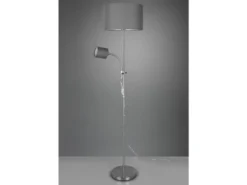 LED Stehleuchte Flexarm mit Leselicht Silber & Stoffschirme Grau - Höhe 160cm
