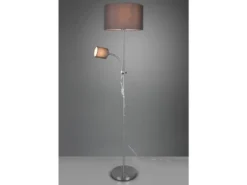 LED Stehleuchte Flexarm mit Leselicht Silber & Stoffschirme Grau - Höhe 160cm