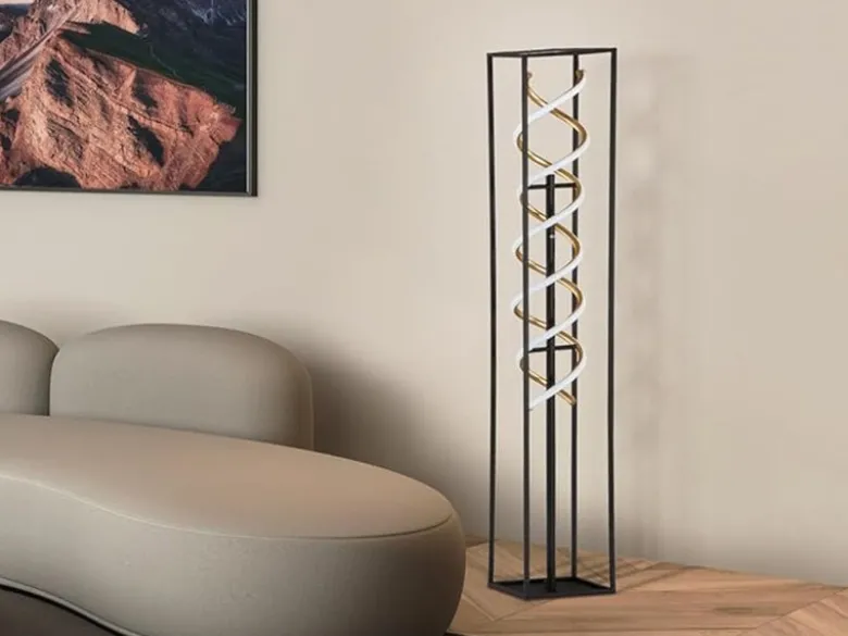 LED Stehleuchte GIAN Schwarz Gold dimmbar, Höhe 135cm