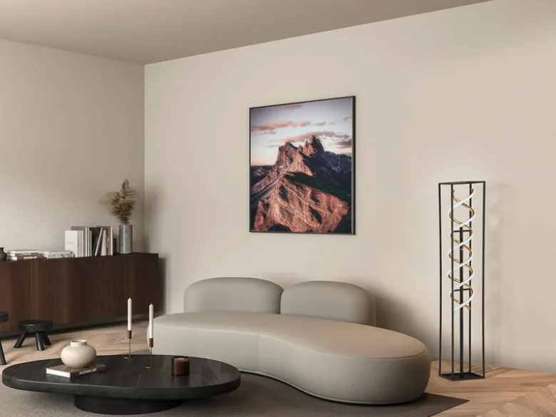 LED Stehleuchte GIAN Schwarz Gold dimmbar, Höhe 135cm