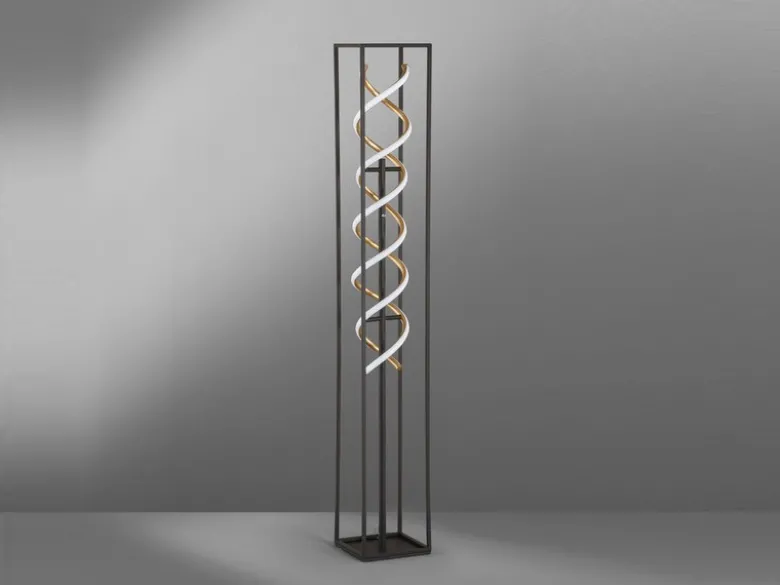 LED Stehleuchte GIAN Schwarz Gold dimmbar, Höhe 135cm