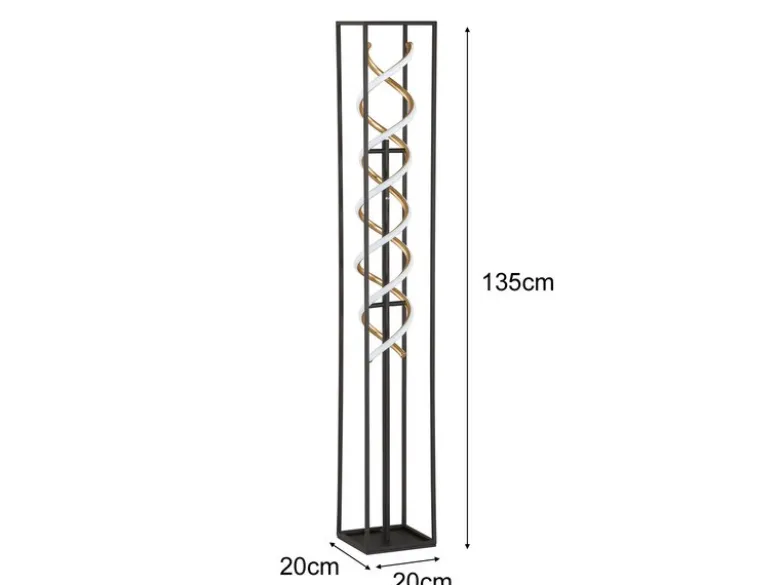 LED Stehleuchte GIAN Schwarz Gold dimmbar, Höhe 135cm