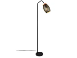 LED Stehleuchte in Schwarz/Gold mit ausgefallenem Stanzmuster, Höhe 147cm