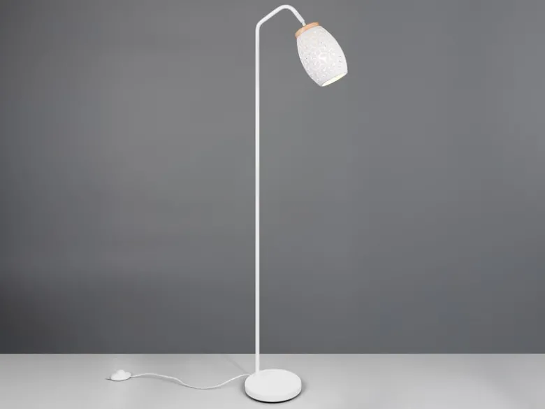 LED Stehleuchte in Weiß mit ausgefallenem Stanzmuster, Höhe 147cm