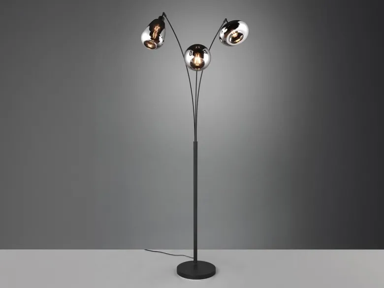 LED Stehleuchte Lampenschirm Glas Chrom bedampft, Höhe 200cm