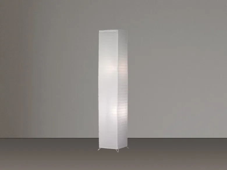 LED Stehleuchte Lichtsäule aus Papier eckig Zylinder H.130cm, 25x25cm in Weiß