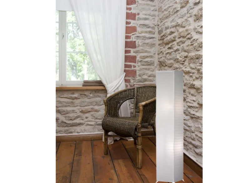 LED Stehleuchte Lichtsäule aus Papier eckig Zylinder H.130cm, 25x25cm in Weiß