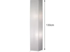 LED Stehleuchte Lichtsäule aus Papier eckig Zylinder H.130cm, 25x25cm in Weiß