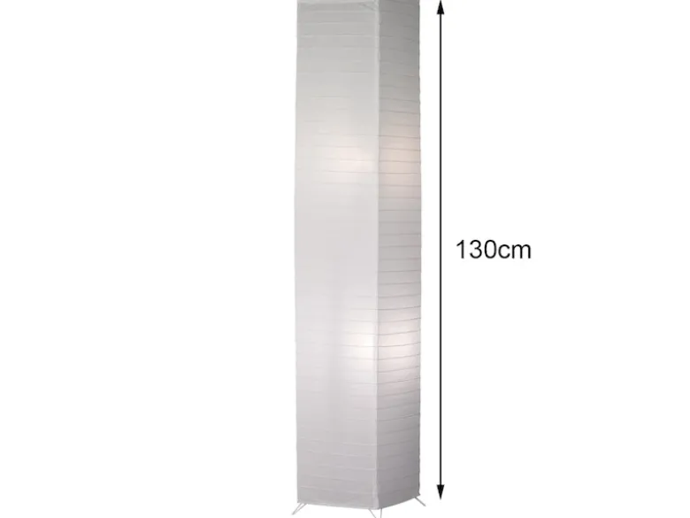 LED Stehleuchte Lichtsäule aus Papier eckig Zylinder H.130cm, 25x25cm in Weiß