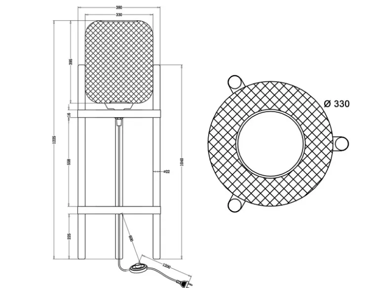 LED Stehleuchte Metall Gitterlampe Schwarz, Höhe 123cm Ø38cm