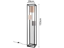 LED Stehleuchte Metall mit drei Stoffschirmen, Höhe 153cm