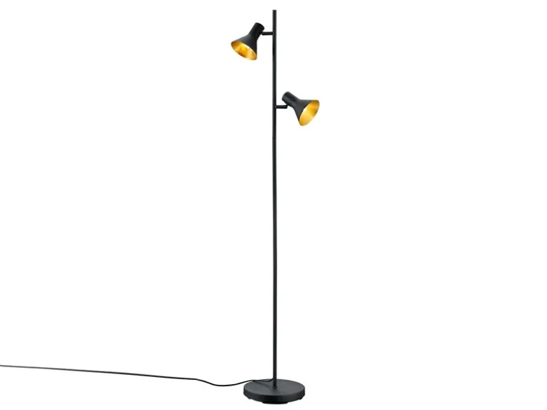 LED Stehleuchte Metall Schwarz/Gold 2 Spots schwenkbar - 144cm hoch