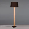LED Stehleuchte mit beleuchtetem Holzkorpus und Stoffschirm, H: 150cm