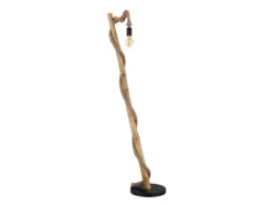 LED Stehleuchte mit Hanfseil und Holzstab, Höhe 150cm