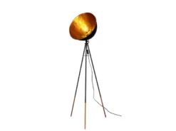 LED Stehleuchte mit schwenkbarem Schirm in Blättergoldoptik, Höhe 136cm