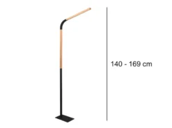 LED Stehleuchte NORRIS Schwarz mit Holzelementen, Höhe 140cm