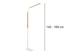 LED Stehleuchte NORRIS Weiß mit Holzelementen, Höhe 140cm