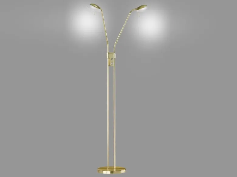 LED Stehleuchte POOL Messing 2-flammig dimmbar, Höhe 160cm