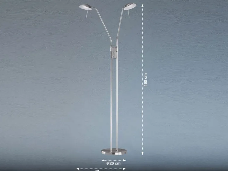 LED Stehleuchte POOL Silber 2-flammig dimmbar, Höhe 160cm