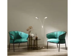 LED Stehleuchte POOL Silber 2-flammig dimmbar, Höhe 160cm