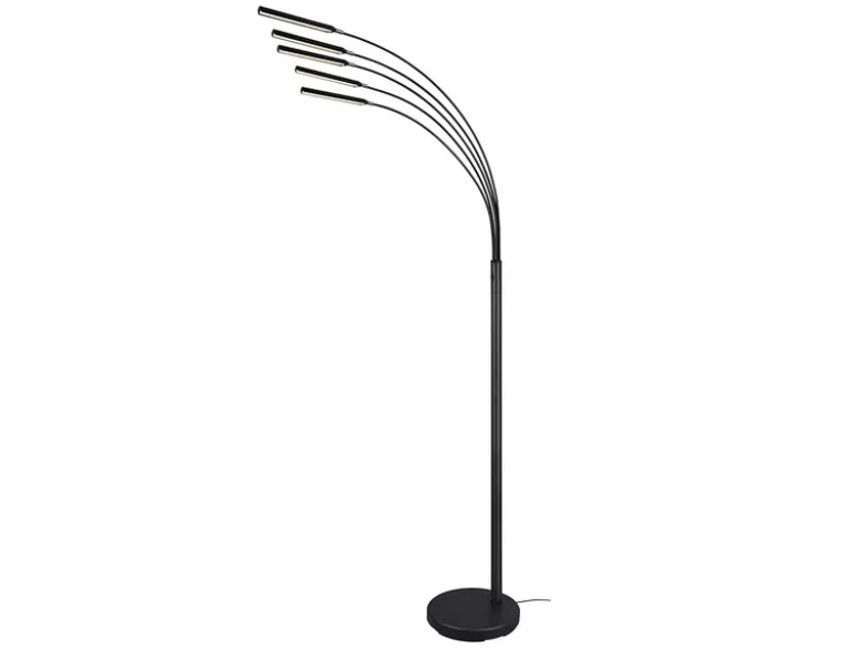 LED Stehleuchte REED 5 Arme Metall Schwarz, dimmbar - 195cm hoch