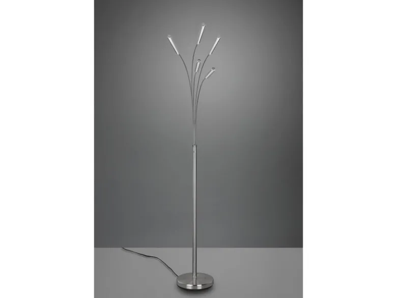 LED Stehleuchte REED 5 Arme Metall Silber, dimmbar - 195cm hoch